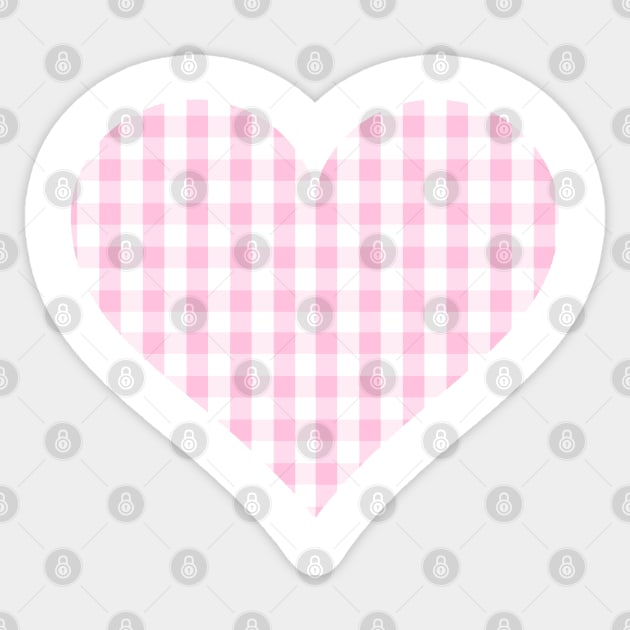 Soft Pink Gingham Heart Sticker by bumblefuzzies